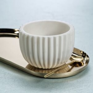 White Ribbed Marble Bowl